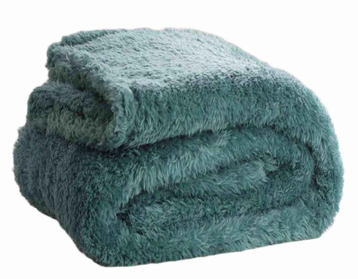 Plaid Teddy – 130×170 – groen blauw - Afbeelding 2