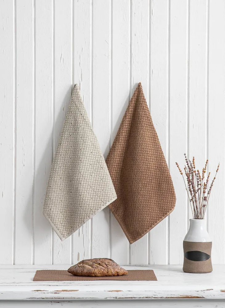 Green Black Parla 2-Delige Keukenhanddoek 100% Katoen Beige-Bruin 50x70cm - Afbeelding 5