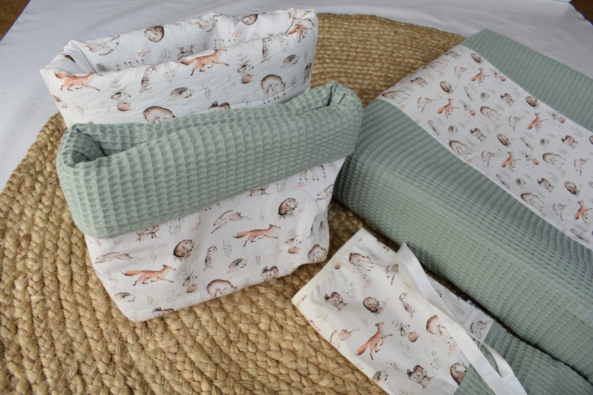 Babykamerset 4-delig Oud Mint Vos en Bosdieren - Afbeelding 3