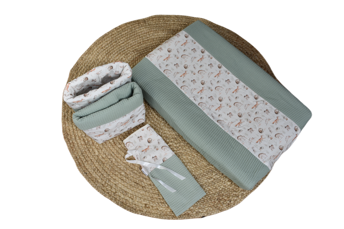 Babykamerset 4-delig Oud Mint Vos en Bosdieren - Afbeelding 2