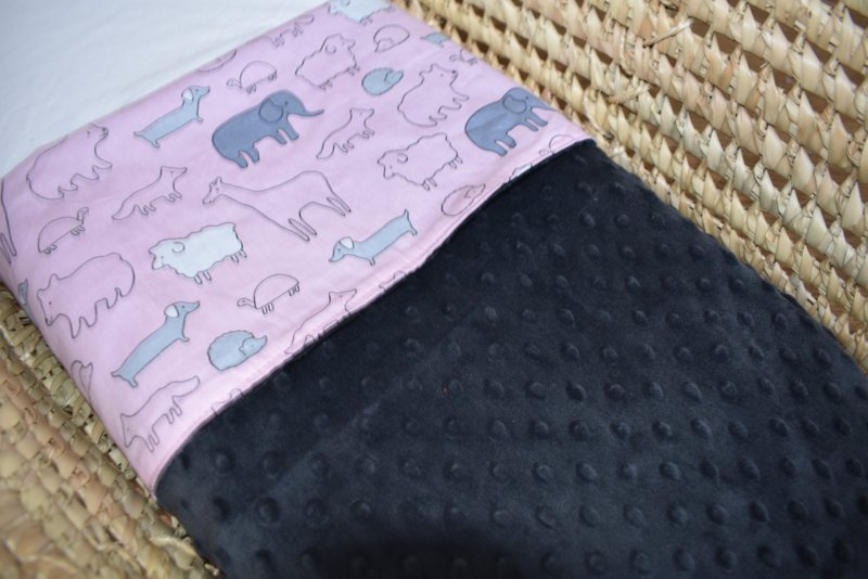 Wiegdeken Antraciet Roze Dieren - Afbeelding 2
